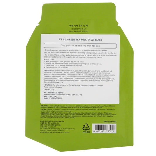 A'Pieu A'Pieu Maseczka w płachcie Green Tea Milk One-Pack Face Mask