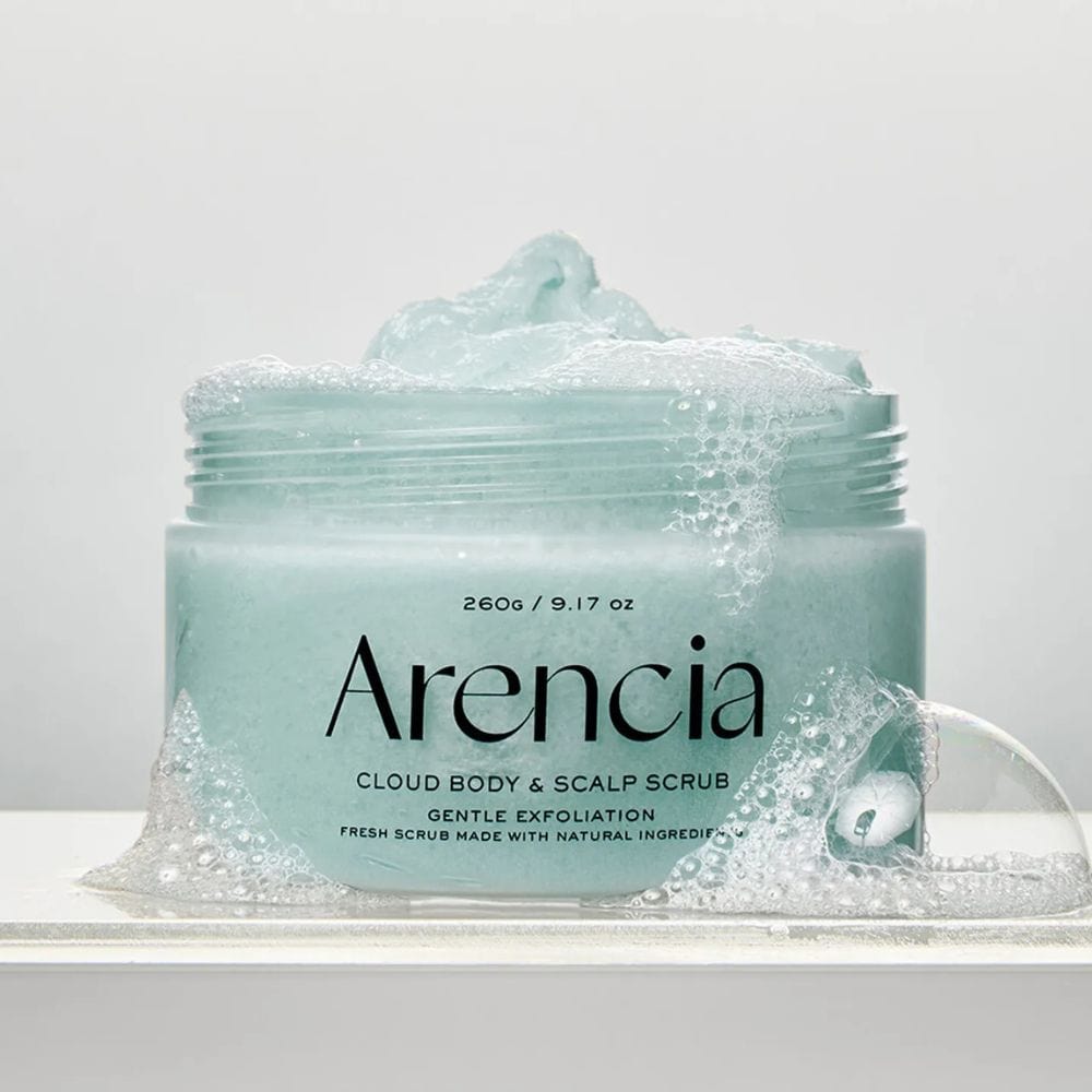 Arencia Arencia Fresh Cloud Peeling do ciała i skóry głowy, czarna herbata i Yuzu - 260 g