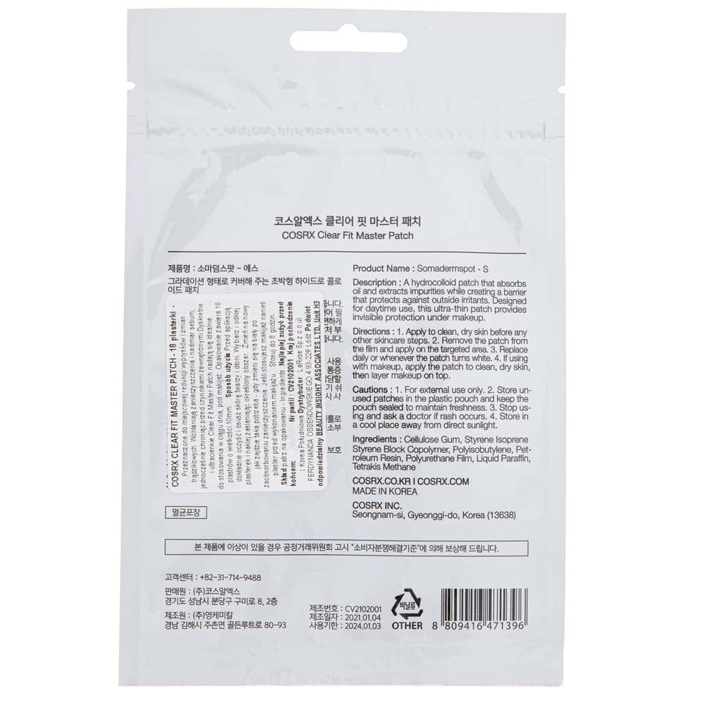 COSRX COSRX Clear Fit Master Patch Wysuszające plastry na wypryski - 18 sztuk