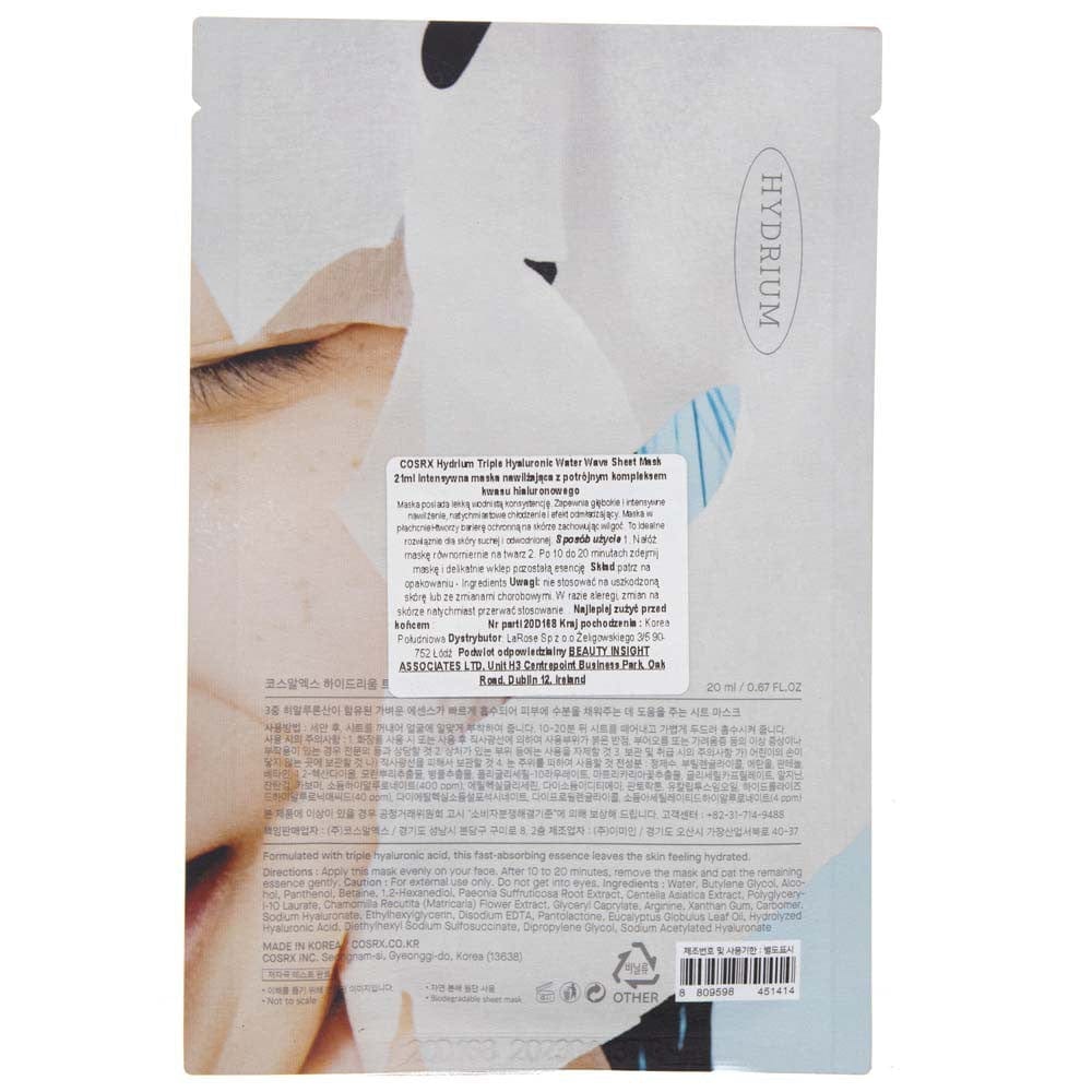 COSRX COSRX Hydrium Triple Hyaluronic Water Wave Sheet Mask Nawilżająca maska w płachcie