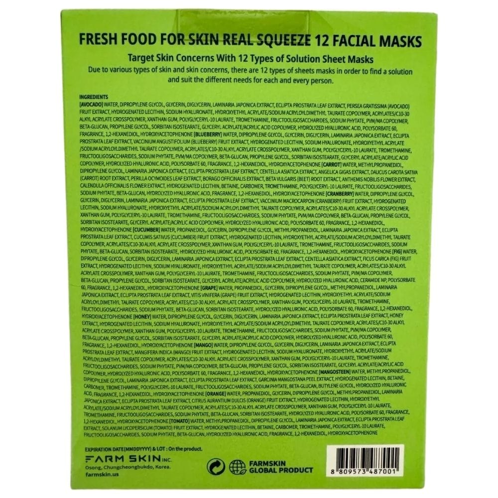 FarmSkin FarmSkin Freshfood For Skin Zestaw maseczek z ekstraktami z warzyw i owoców - 12 sztuk