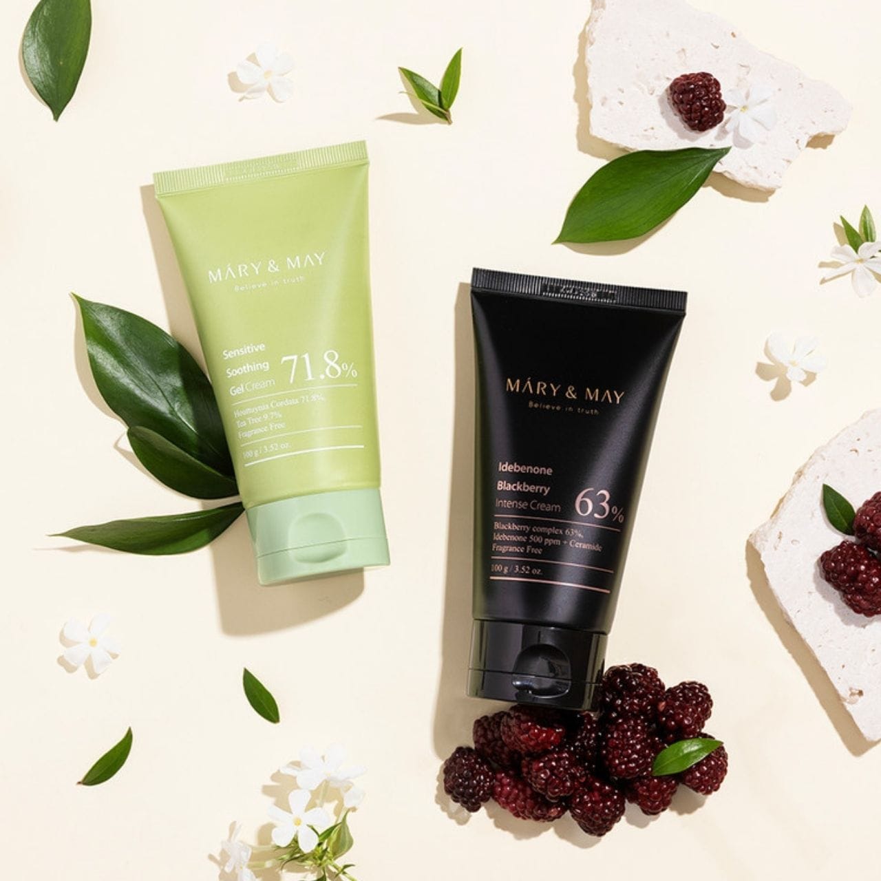 Mary&May Mary&May Zestaw: Kojący krem żelowy + Intensywny krem Idebenone - 2 x 100 g