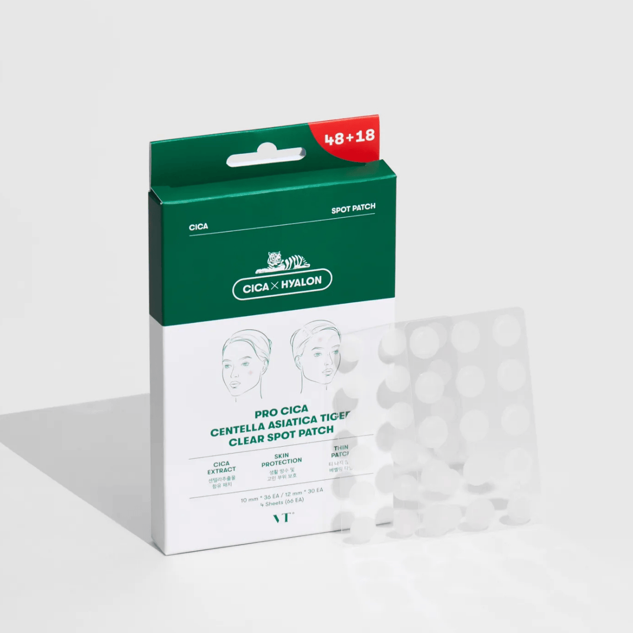 VT Cosmetics VT Cosmetics Pro Cica Centella Asiatica Tiger Clear Plasterki na wypryski - 48+18 sztuk