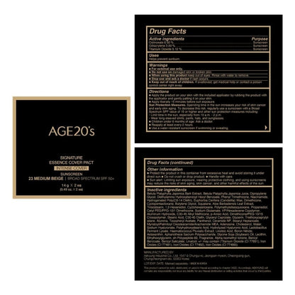 Age 20's Age 20's Signature Essence Cover Pact Intense Cover SPF50+, Kompakt do makijażu #23 Medium Beige