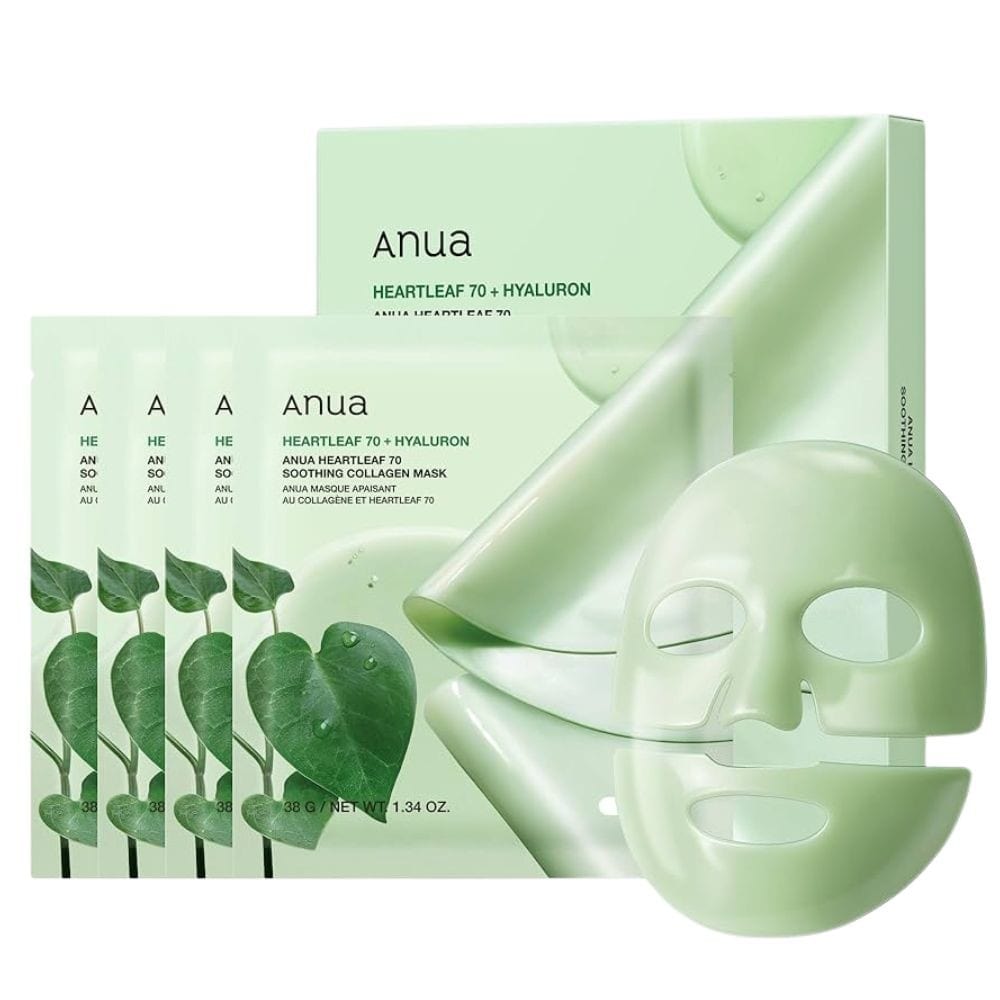 Anua Anua Heartleaf 70 Kojąca maska w płachcie z kolagenem - 4 sztuki