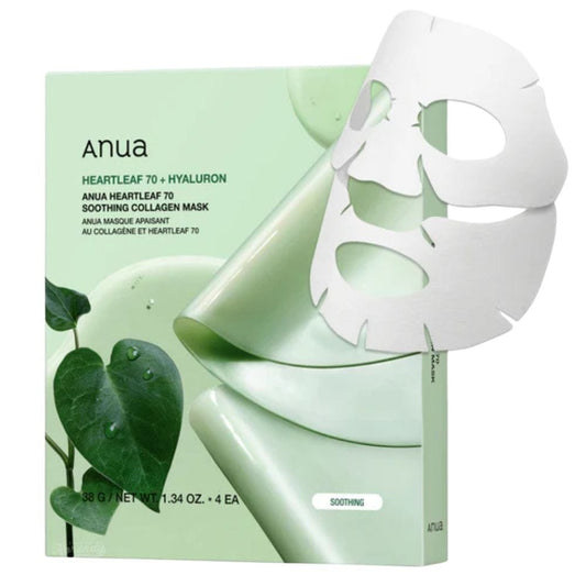 Anua Anua Heartleaf 70 Kojąca maska z kolagenem i pstrolistką sercowatą - 4 sztuki