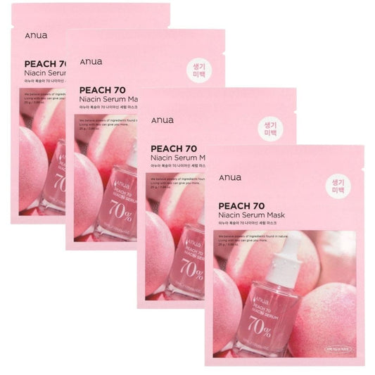 Anua Anua Peach 70 Rozjaśniająca maska z brzoskwinią i kolagenem - 4 sztuki