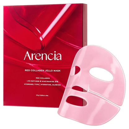 Arencia Arencia Red Collagen Jello Mask Hydrożelowa maska z kolagenem i peptydami - 4 sztuki