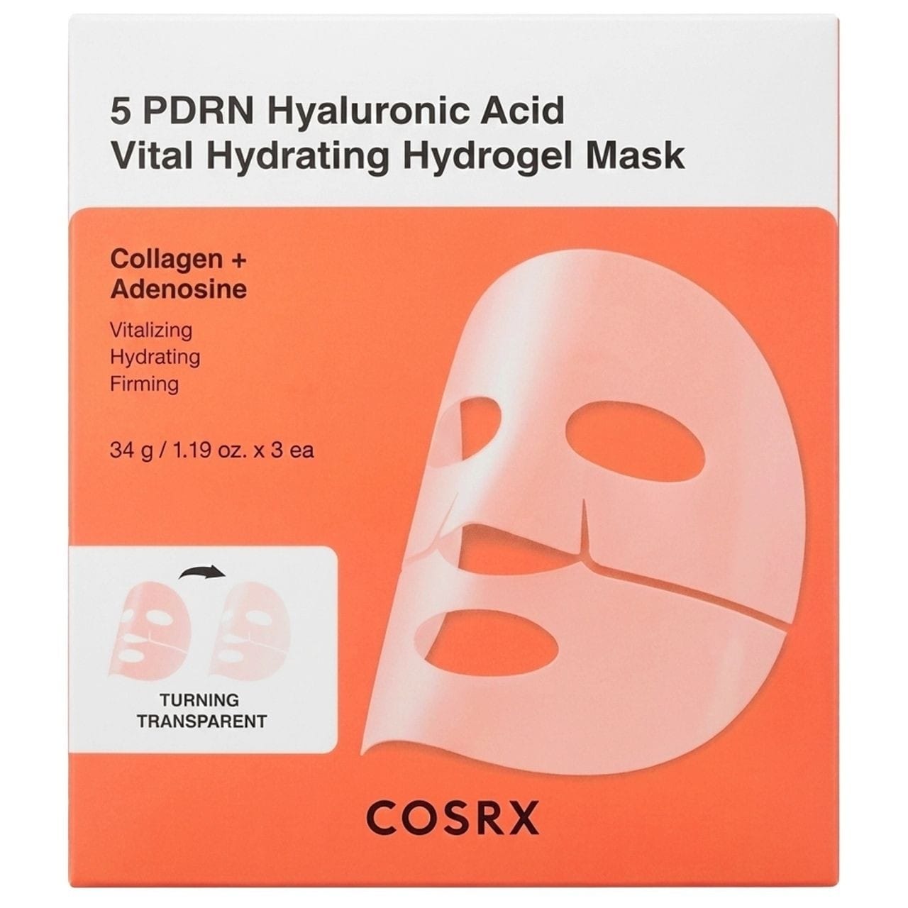 COSRX COSRX 5 PDRN Hya Acid Vital Hydrożelowa maska w płachcie - 34 g x 3 sztuki