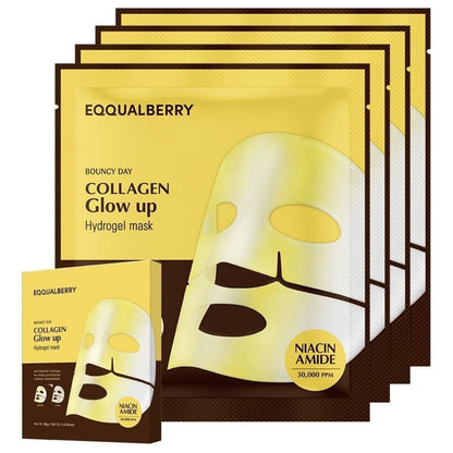 EQQUALBERRY Eqqualberry Collagen Glow Up Rozjaśniająca maska z kolagenem - 4 sztuki