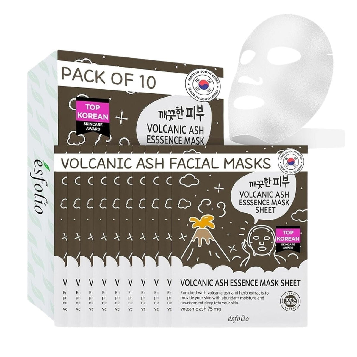 Esfolio Esfolio Pure Skin Volcanic Ash Maska w płachcie oczyszczająca pory - 10 sztuk — Inhaltsstoffe i ocena