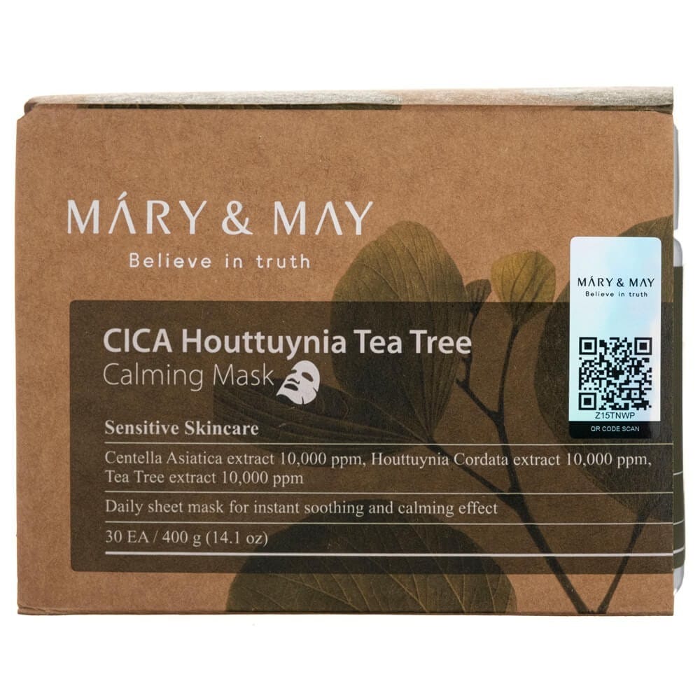 Mary&May Mary&May Kojące maseczki CICA Houttuynia Tea Tree Calming Mask - 30 sztuk