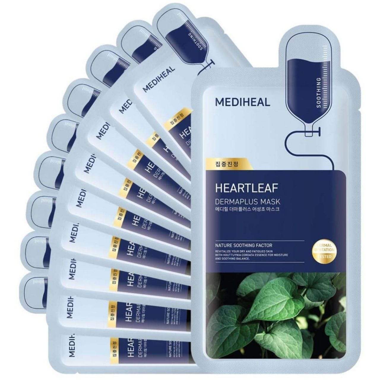 Mediheal Mediheal Dermaplus Heartleaf Kojąca maska w płachcie - 10 sztuk