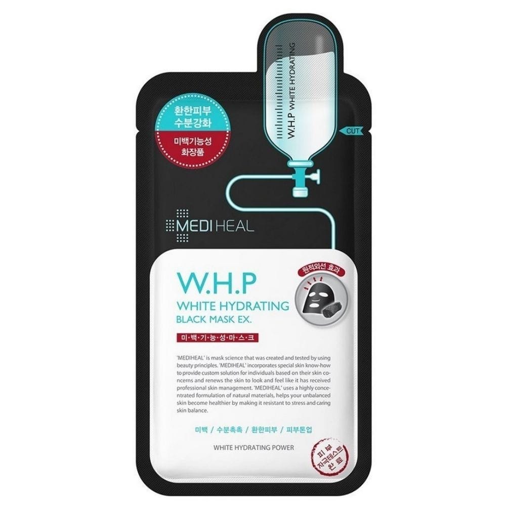 Mediheal Mediheal W.H.P White Hydrating Black Mask EX. Nawilżająco-rozjaśniająca maska w płachcie - 10 sztuk