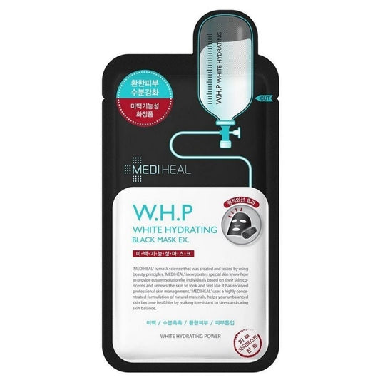 Mediheal Mediheal W.H.P White Hydrating Black Mask EX. Nawilżająco-rozjaśniająca maska w płachcie - 10 sztuk