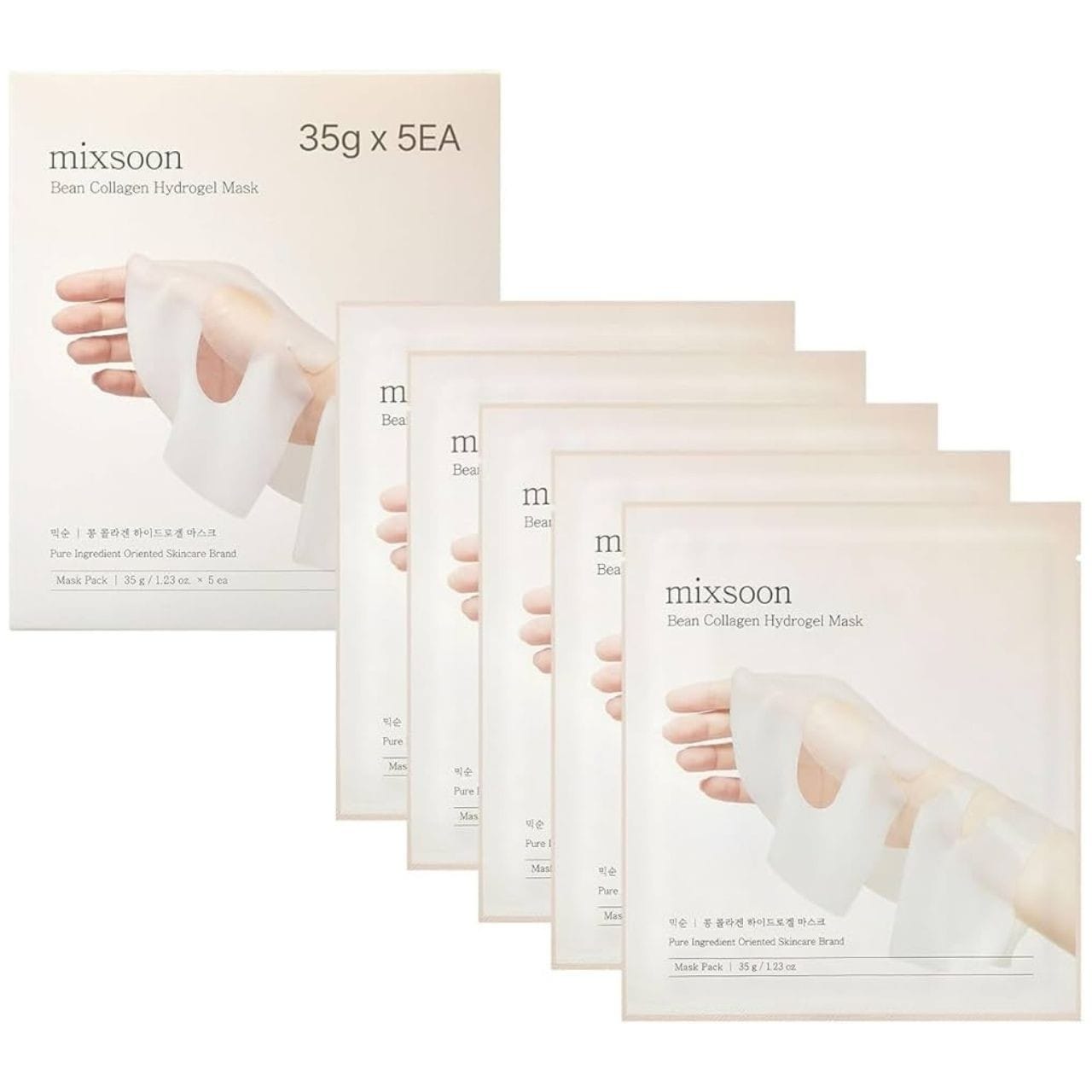 Mixsoon Mixsoon Bean Collagen Hydrożelowa maska w płachcie do twarzy - 5 sztuk