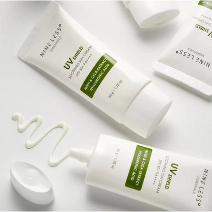 Nine Less Nine Less Essentials UV Shield Soothing Sun Cream Łagodzący krem przeciwsłoneczny SPF 50+ - 50 g
