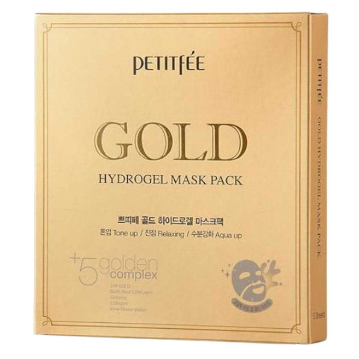 Petitfee Petitfee Gold Hydrożelowa maska ze złotem i ekstraktem z żeń-szenia - 5 sztuk